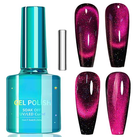 Amazon KAHSOSE Hot Pink Cat Eye Gel Polish Cat Eye Gel Nail