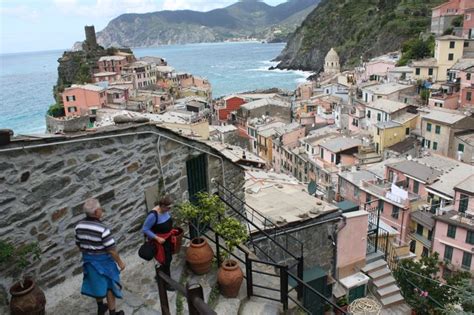 Hiking down steps to Vernazza on trail from Corniglia. Cinque Terre ...
