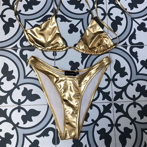 Gorgeous Metallic Gold Bikini RRP 24 In Perfect Depop