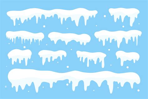 Snow cap collection. White snow falling in winter 1758558 Vector Art at