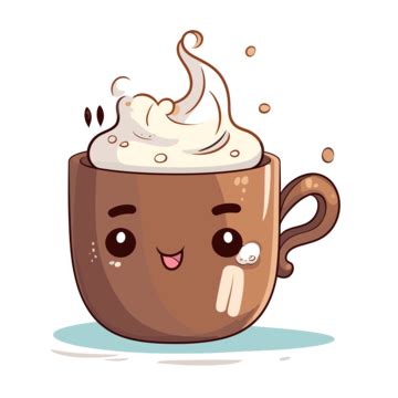 Hot Cocoa Clipart Cute Cartoon Coffee Character On A White Background Vector Hot Cocoa Clipart