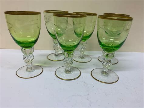 Sex Gr Na Vitvinsglas Till Bing Gr Ndal Bl M K P P Tradera