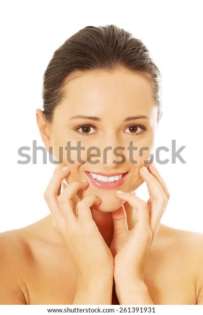 Portrait Happy Nude Woman Touching Her Stock Photo Shutterstock
