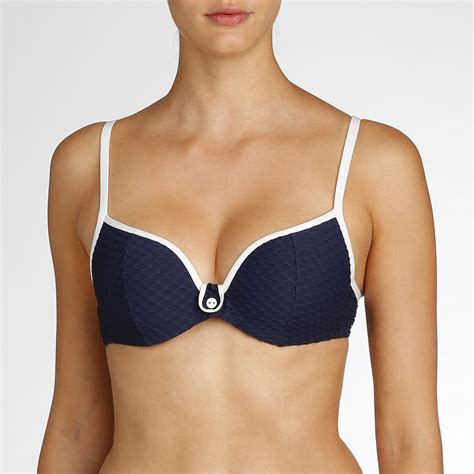 Marie Jo Swim Brigitte Blue Noir Bikini Top Heart Shape Padded Rigby