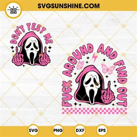 The Ghost Face Fuck Around And Find Out SVG Pink Ghost Face Scream Halloween SVG PNG DXF EPS