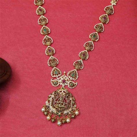 Buy Vaibhav Jewellers 22K Precious Pachi Work CZ Lakshmi Haram