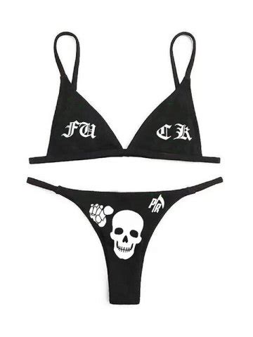 Skull Graphic Bikini Set Mixcolor S In Bikini Sets Online Store Best For Sale Emmiol