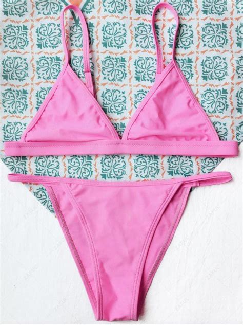 Off Tiny Unlined String Bikini Swimwear In Fluorescent Pink