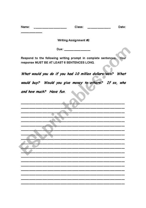 English Worksheets Writing Assignments They´ll Want To Do