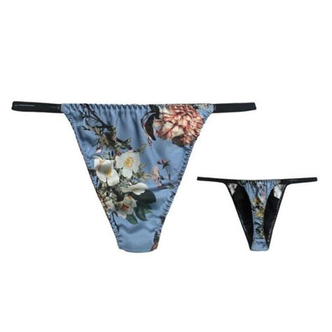 Men Gay Silk Thong Briefs Underwear GString T Back Low Waist Floral Leopard Sexy EBay