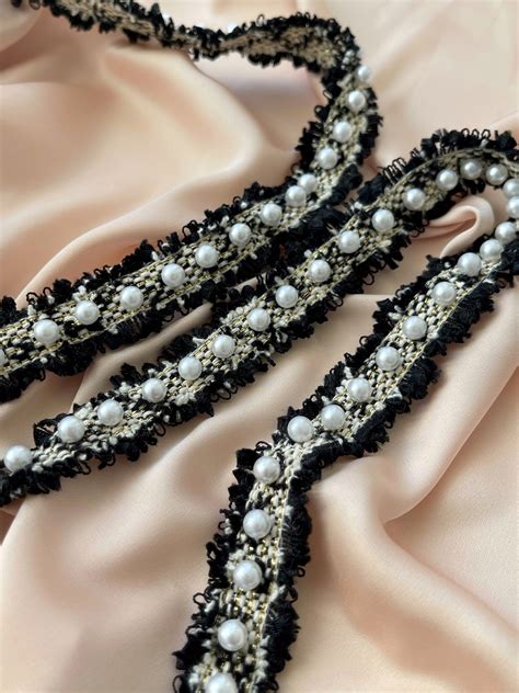 Тесьма черная с жемчугом – купить за 405 руб | BOUTONRU.RU