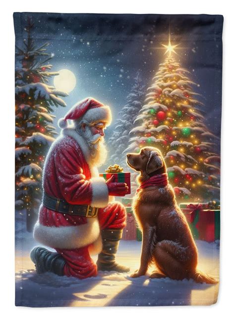 Chesapeake Bay Retriever And Santa Claus Garden Flag In