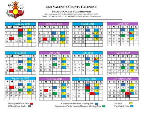 Valencia County Calendar | Valencia County, NM