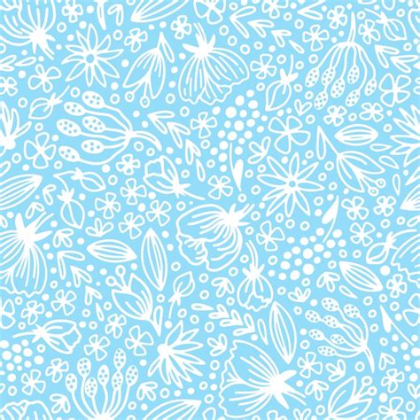 Premium Vector Doodle Flowers Seamless Pattern