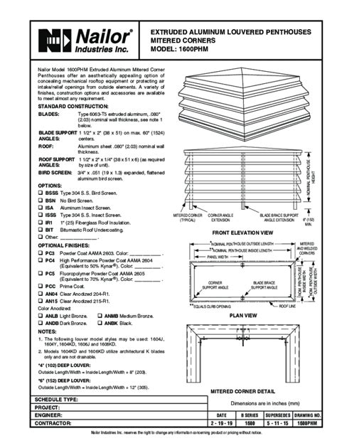 Fillable Online Submittal Model Phm Extruded Aluminum Louvered