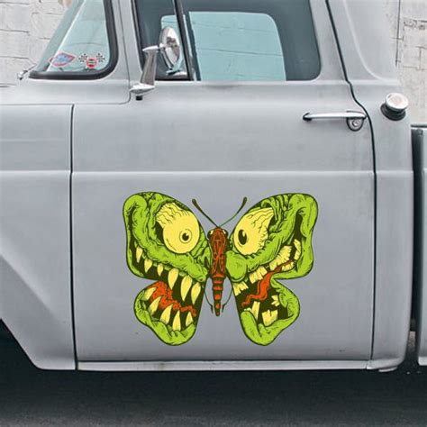 2 Pcs Hot Rod Garage Rat Rod Pinstripe Low Brow Art Vinyl Stickers Bluefink