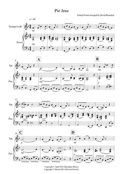 Pie Jesu From Requiem For Trumpet And Piano Arr David Burndrett