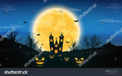 Halloween Night Background Pumpkin Naked Trees Stock Vector Royalty Free 725960293 Shutterstock