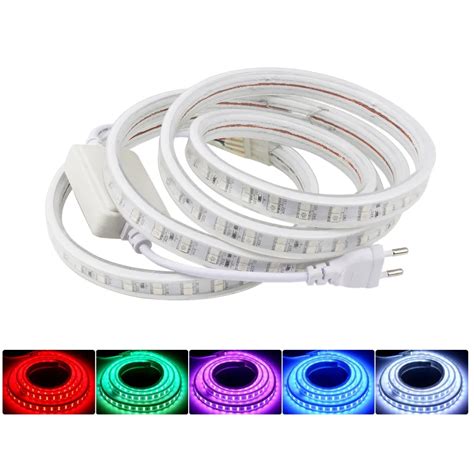 Fita de luz de led duas linhas rgb 5050 220v à prova d água