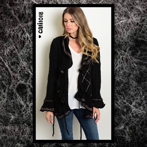 Glam Squad 2 You Sweaters 2leftblack Girly Ruffle Cardigan Sweater