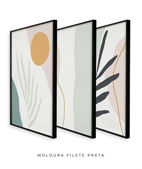 Conjunto Quadros Decorativos Leaf Minimal Nude Nuances Minim