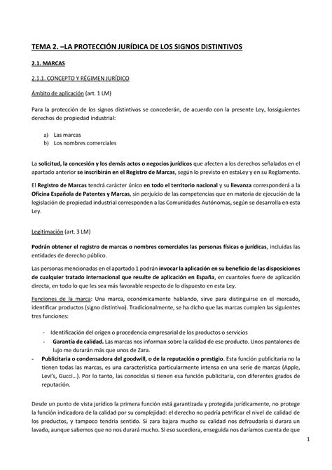 Tema La Protecci N Jur Dica De Los Signos Distintivos Tema La