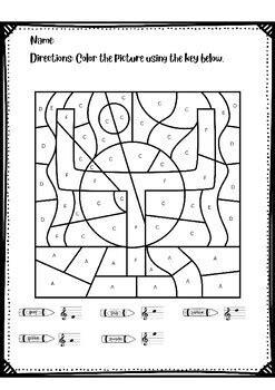 No Prep Music Activity Football Color By Code Worksheets Treble Clef