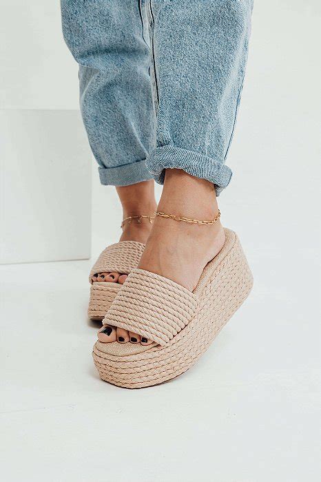 Tamanco Feminino Plataforma Cordas Shanti Nude USE HITZZ