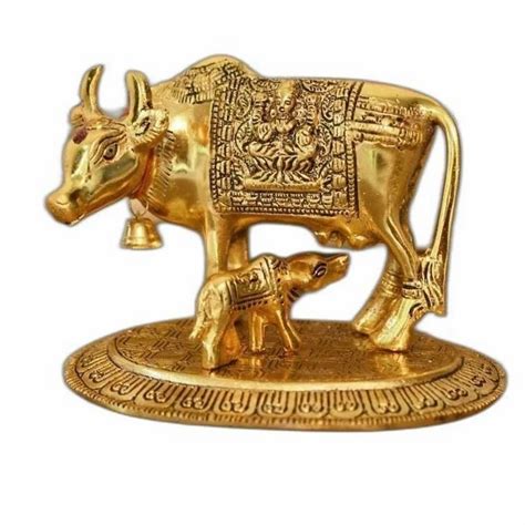 Aluminum Gold Plated Kamadhenu Cow Calf Statue At Rs 220 In Hathras