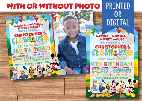 mickey mouse clubhouse birthday invitations template