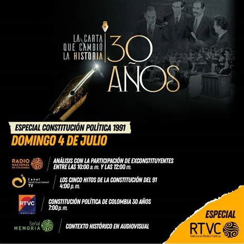 Conmemoramos Los 30 Años De La Constitución De 1991 ‘la Carta Que Cambió La Historia’ Rtvc