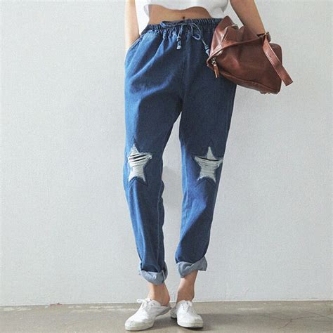 New 2016 Women Jean Denim Pants Boot Jens Pantalon Five Pointed Star