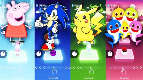 Sonic Vs Peppa Pig Vs Pikachu And Baby Shark Tiles Hop Edm Rush