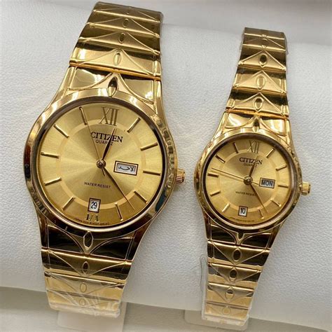 Citizen Watches Couple Set Half Gold Black Shopee Malaysia