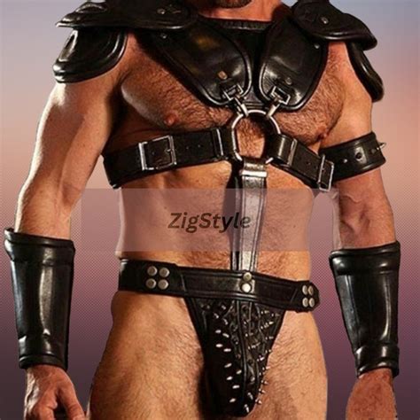 Men S Leather Armor BDSM Gay Harness Warrior Armor Chrome Leather Harness Men S Body Belt