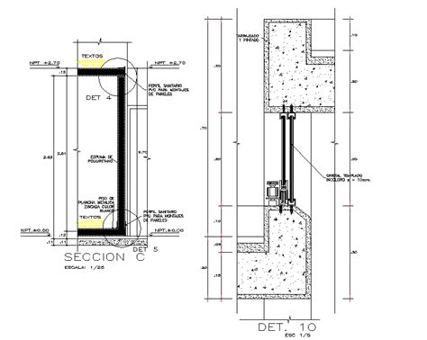 Door section detail - Cadbull