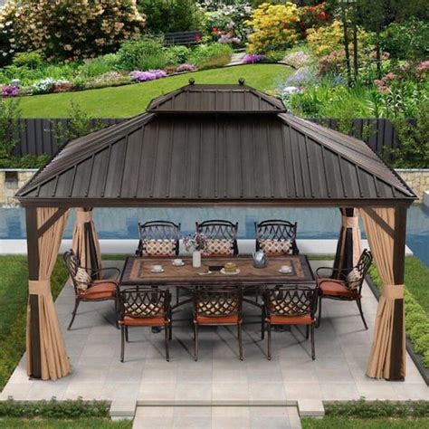 Purple Leaf Ft X Ft Bronze Aluminum Hardtop Gazebo Canopy For