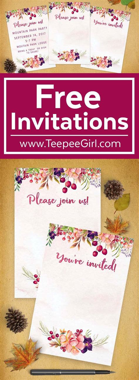 Free Fall Invitations | 4x6 Blank Invitations www.TeepeeGirl.com