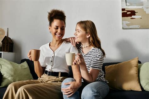 Two Women A Lesbian Couple Relax Stock Image Image Of Domestic Domesticity