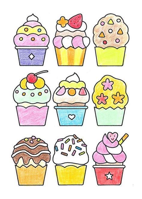 【無料ダウンロードぬりえ2】おやつのカップケーキがいっぱい カフェ・デ・大人の塗り絵
