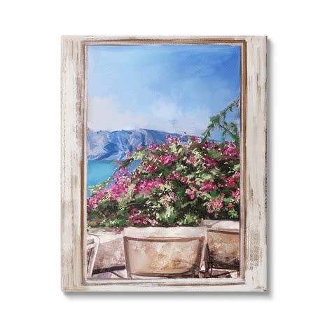 Stupell Industries Through Window View Seaside Flower Garden Scene On ...