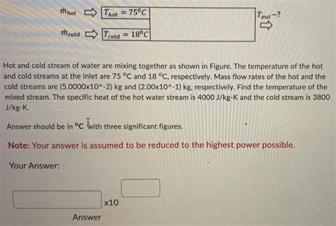 Solved Mnot Thot 75C Tout Mcold Tcold 18C Hot And Chegg