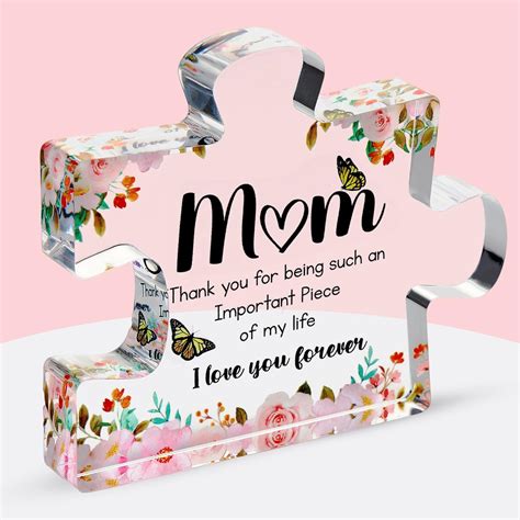 Velenti Gifts For Mom Cute Engraved Acrylic Block Puzzle Piece