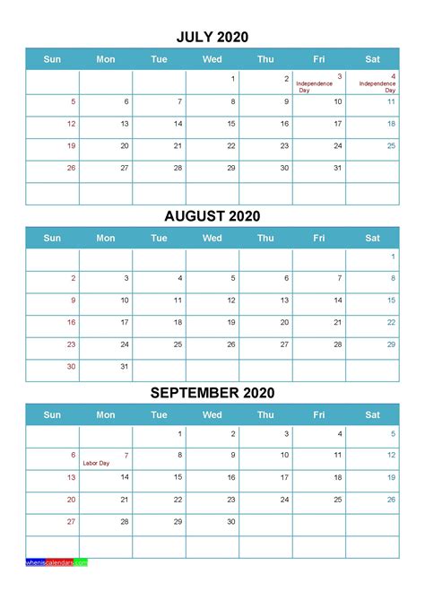 Printable Quarterly Calendar Template The Globe