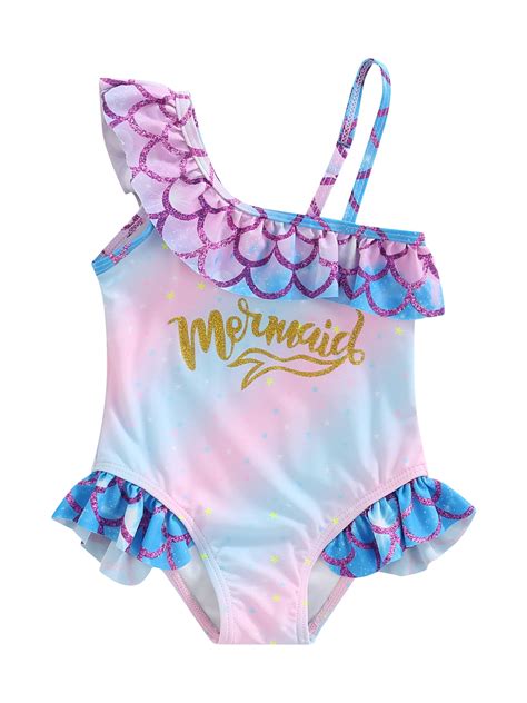 Toddler Baby Girl One Piece Swimsuit Ruffled Sleeveless Swimwear