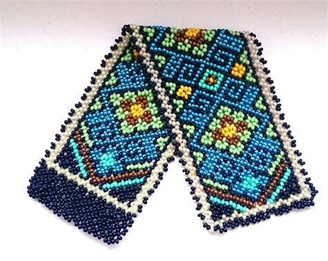 Mexican Huichol Beaded Bracelet Manchete Aztec Style Ethno Cuff Etsy