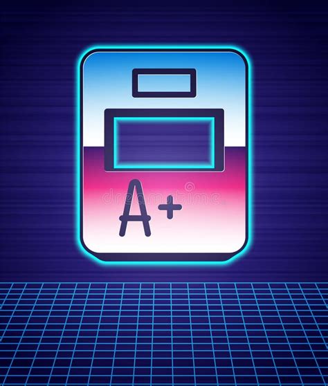 Retro Style Exam Sheet With A Plus Grade Icon Isolated Futuristic