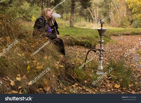 Sexy Blonde Big Breasts Smokes Hookah Stock Photo 535194286 Shutterstock