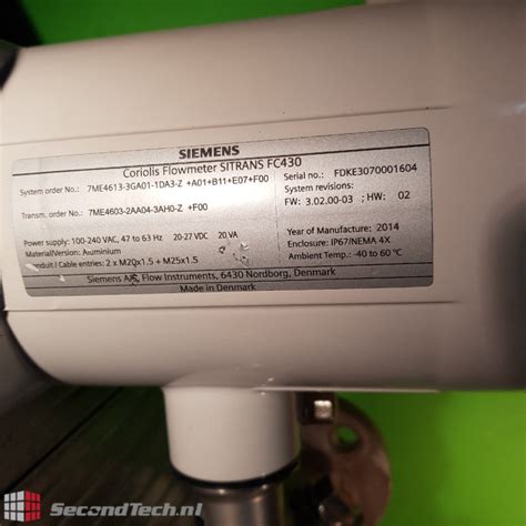 Siemens Sitrans Fc Coriolis Mass Flowmeter Dn