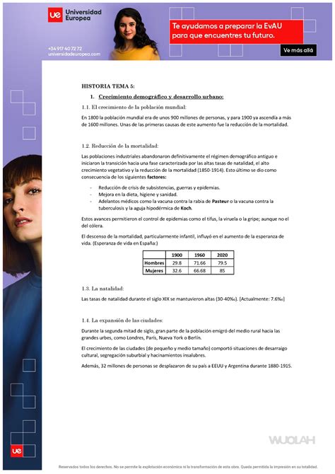 CHC Todo HISTORIA TEMA 5 1 Crecimiento Demogrfico Y Desarrollo